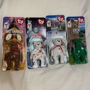 Ty Beanie Babies Collectible Bear Set - Britannia, Glory, Maple, Erin